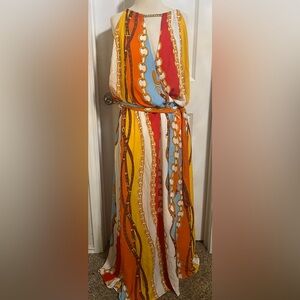 Ashley Stewart Resort Ready Orange Yellow Maxi Sundress